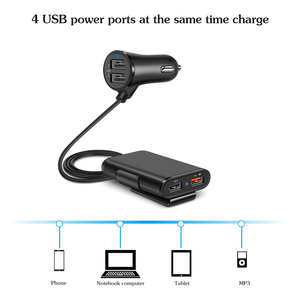 Bộ sạc USB ô tô thông minh QC3.0 có kẹp