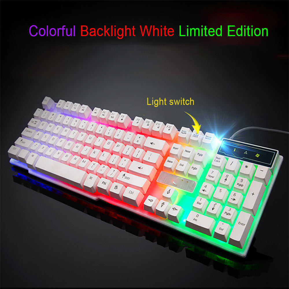 Bàn phím chơi game có dây USB có đèn nền LED nhiều màu sắc Crack Rainbow