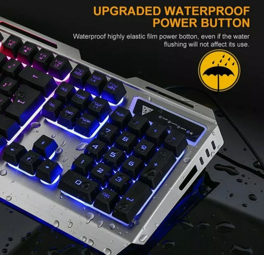 Ninja Dragon Metallic Silver Mechanical Gaming Keyboard and Mouse Set - Remarkable Finds