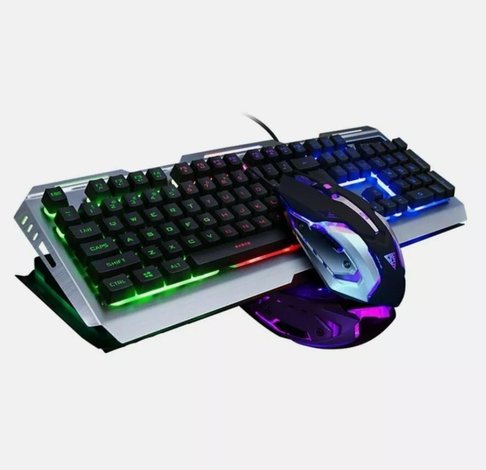 Ninja Dragon Metallic Silver Mechanical Gaming Keyboard and Mouse Set - Remarkable Finds