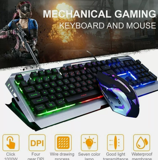 Ninja Dragon Metallic Silver Mechanical Gaming Keyboard and Mouse Set - Remarkable Finds