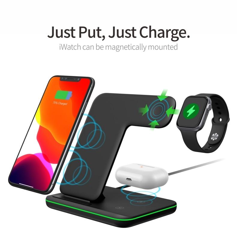 Ninja 15W 3 in 1 Fast Wireless Charging Station for Mobile Phones - Remarkable Finds