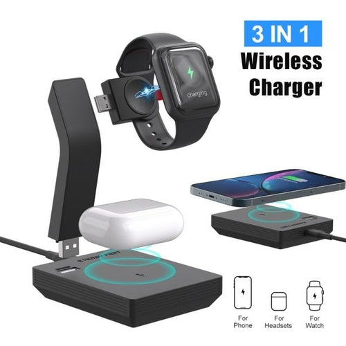 Ninja 15W 3 in 1 Fast Wireless Charging Station for Mobile Phones - Remarkable Finds