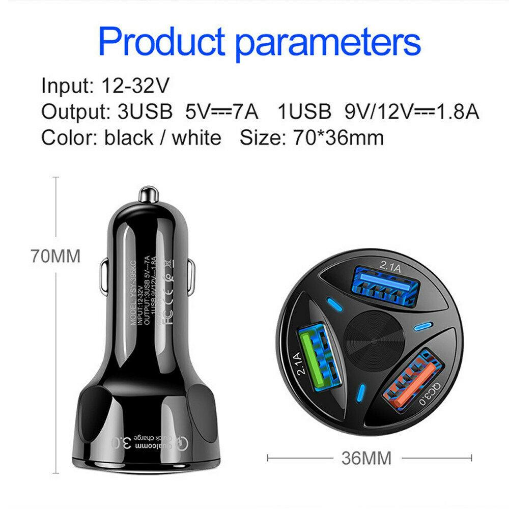 2 件装 3 端口 USB 快速 LED 车载充电器