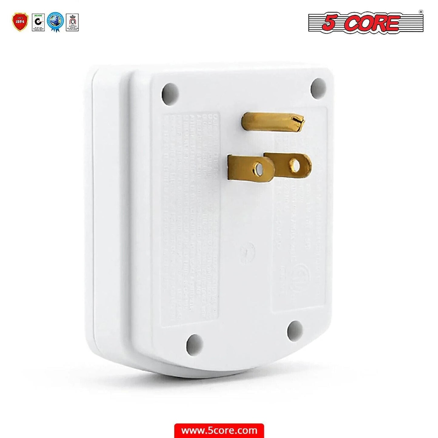 5 Core USB Wall Charger • Charging Power Outlet w 2 USB Port & 2 AC