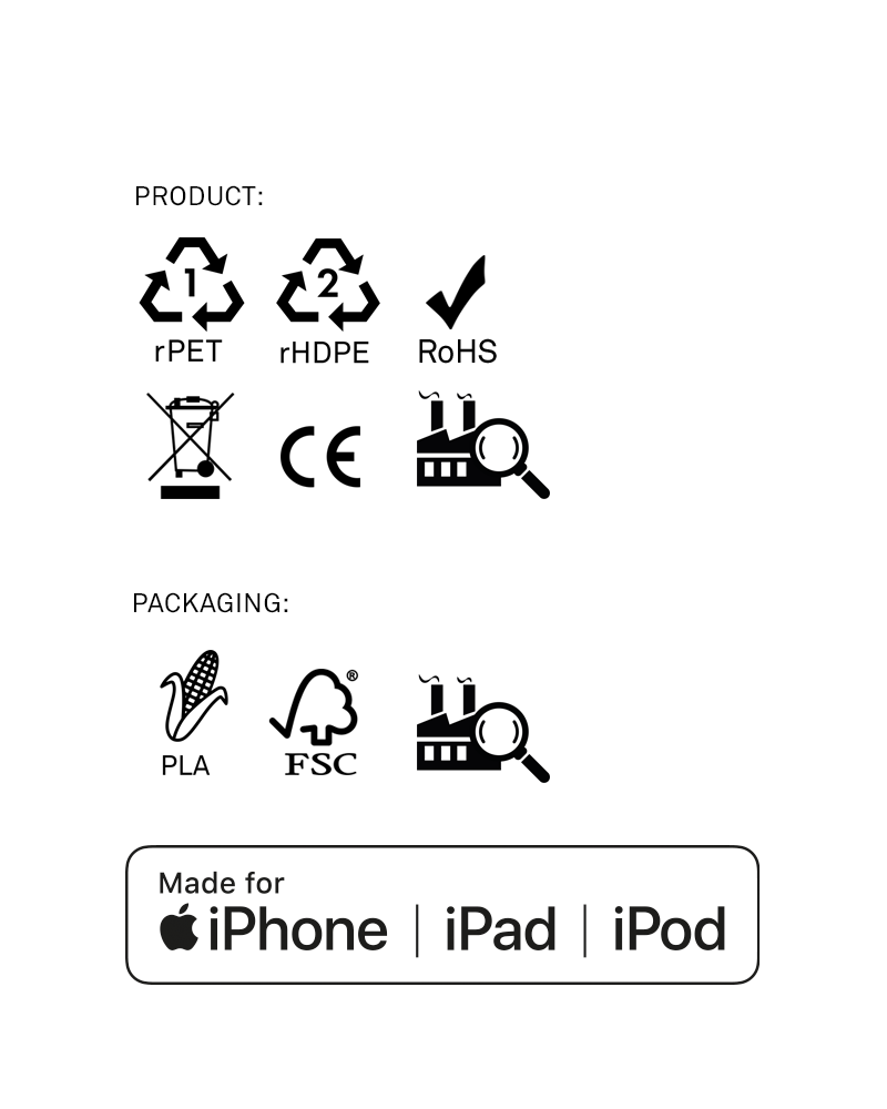 Green iPhone Lightning cable · 2 meter · Made of recycled fishing nets